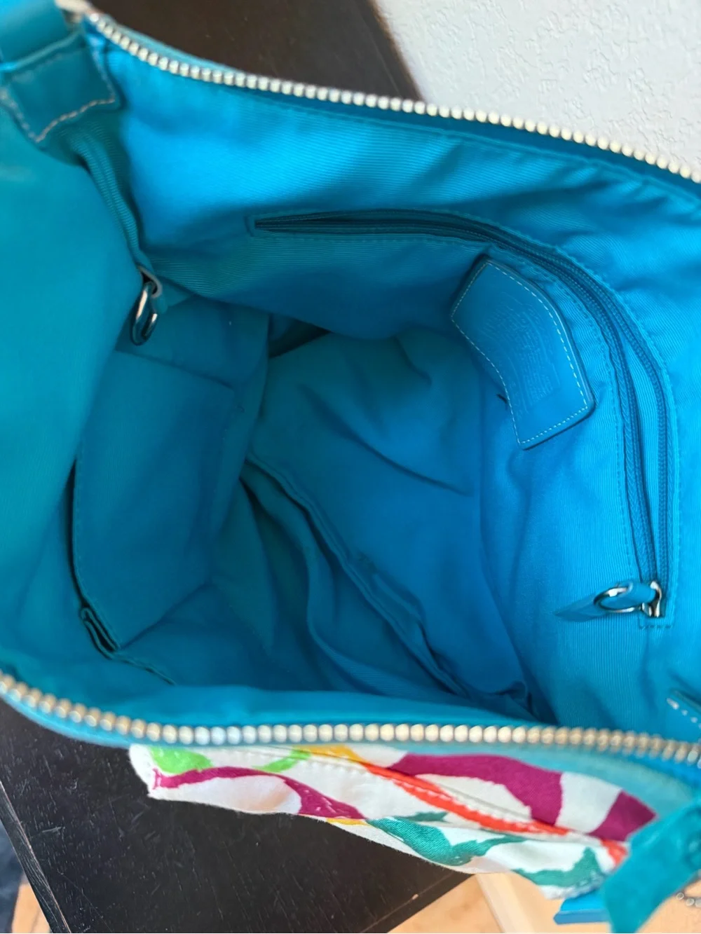 Authentic Y2K Coach Scribble Canvas Demi Shoulder Bag Turquoise Creed M04J-5672